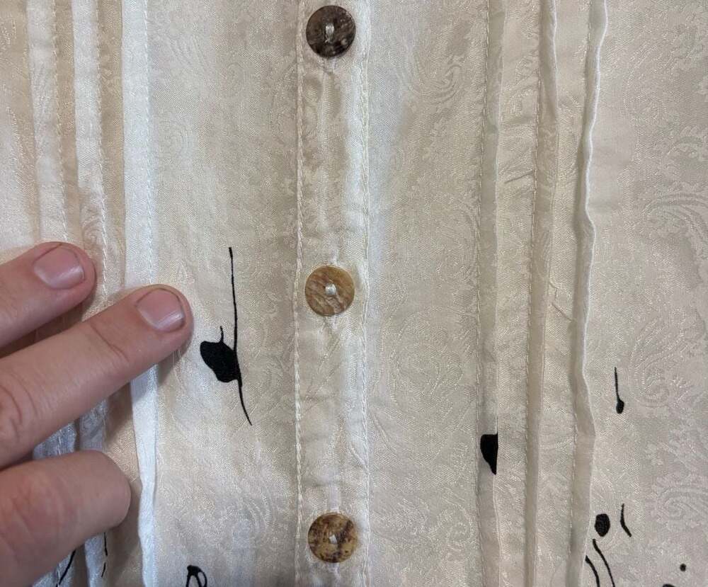 Poeme by Citron Black and White Floral Button Down Shirt Silk Blend 2X - Picture 3 of 8